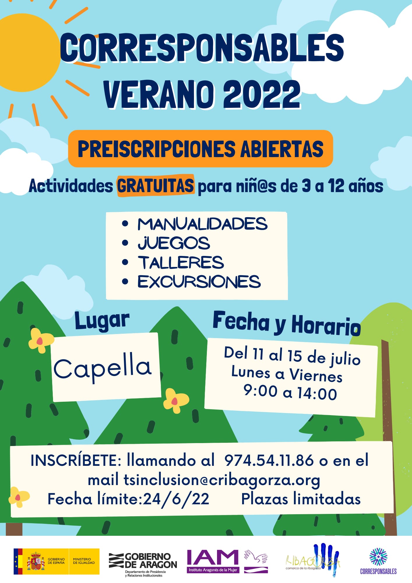 Actividades gratuitas para niñ@s de 3 a 12 años, del 11 al 15 de Julio