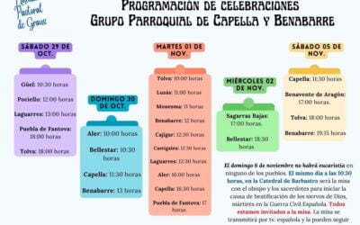 Programación de celebraciones del Grupo Parroquial de Capella y Benabarre